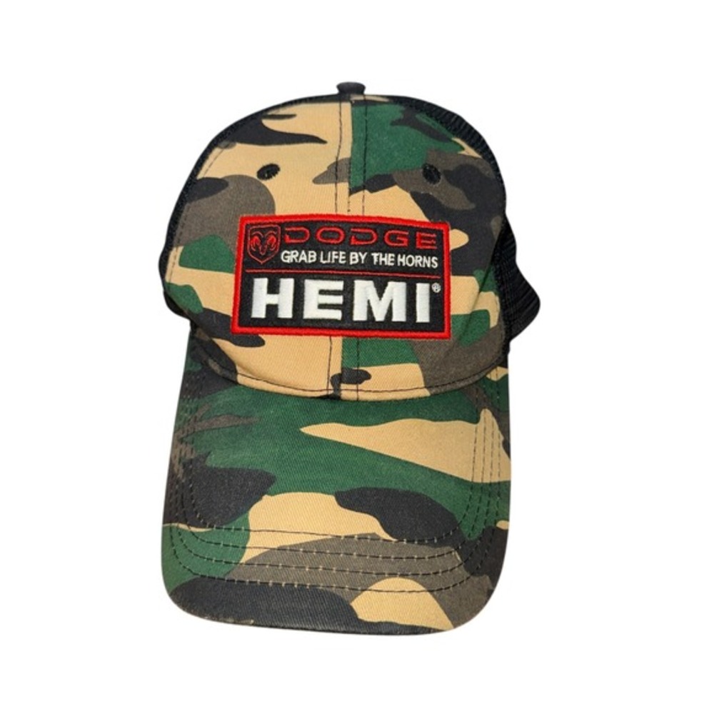 Dodge Hemi Grab Life By The Horns‎ Mens OSFM Pre-Owned Camo Trucker Hat Snapback
